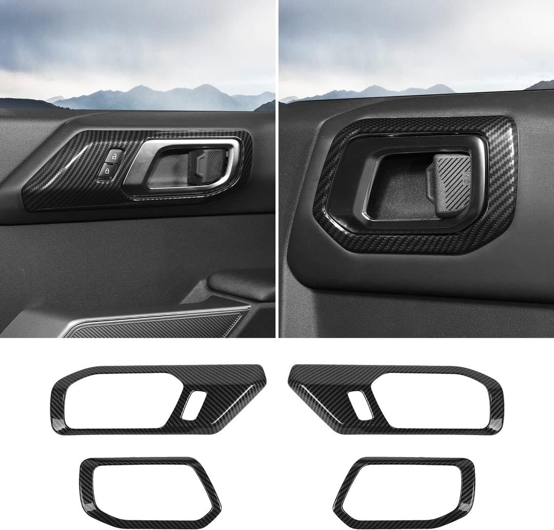 Inner Door Handle Cover Trim Compatible with 2021-2025 Ford Bronco Interior Accessories Carbon Fiber