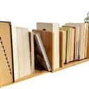 Desktop Bookshelf Expandable with Two Drawer Organizers Made of Bamboo, Collapsible Design & Compartments for Efficient, Clutter-Free Workspace Organization - Sleek Bookshelf, 19.69 x 6.5 x 7.87 inches
