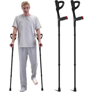 VEVOR Forearm Crutches for Adults, Folding Walking Forearm Crutches with 10-Level Adjustable Height, Lightweight Aluminum Medical Crutches with Open Cuff for Leg Injury Surgery Disabled, 1 Pair 350LBS