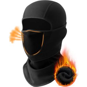 Balaclava Face Ski Mask with Movable Deisgn for Men Women-Fleece Winter Face Covering for Cold Weather Skiing Outdoor Work (Black)