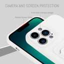 MZELQ TPU Wallet Compatible with iPhone 13 Pro Max Case, Card Holder Camera Protection Cover + Screen Protector, Push-able Slot for Girls Women -White