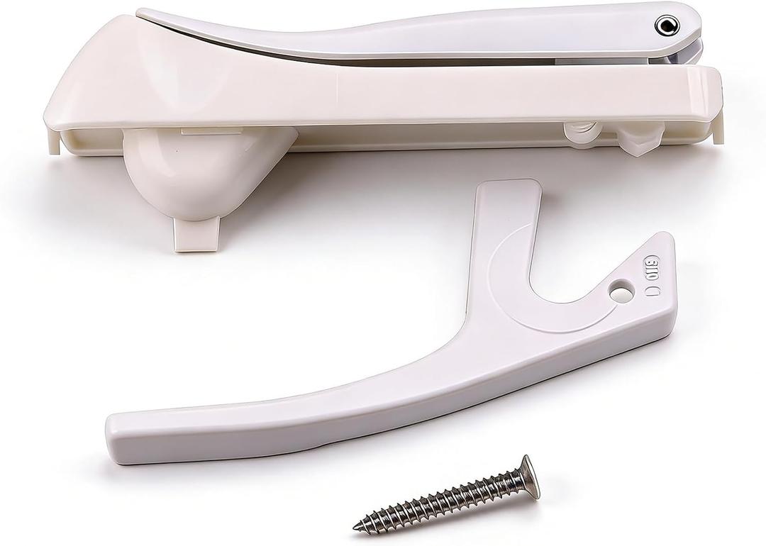 82DL0100 Left Hinge White Casement Hardware with Lock Lever Compatible with Architect, Designer, Lifestyle, Proline, 450 Series Windows from 2000 to Current, Only Fits for Casement Window