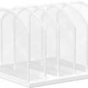 5-Section Vertical Desktop Organizer, 5-Section Mesh File Folder Stand Sorter for Office Home Classroom Organization (1, White)