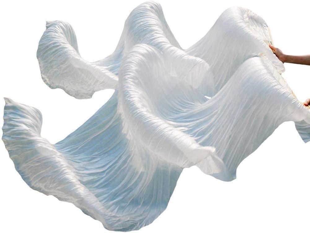 Nimiman Women 1 Pair (Left+Right) Silk Belly Dance Fans Veil Belly Dancing Long Folding Fans Length 180 cm Width 90 cm