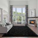 FinRec 6x9 Feet Black Rugs for Bedroom Living Room, Plush Shag Area Rug, Non-Slip Fluffy Furry Rug for Nursery Kids Room Dorm Room Home Decor, Indoor Shaggy Floor Carpet