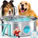 oneisall Dog Water Fountain, 7L/230oz/1.8G Quiet Dog Fountain Water Bowl, Stainless Steel Dog Water Fountain with Visual Water Level&Triple Filtration for Large Medium Small Breed Dogs Pets