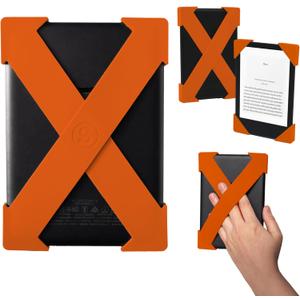 Strapsicle Hand Strap for Kindle Accessories Comfy Silicone Grip Alternative to Case or Cover Fits Paperwhite 7th/10th Gen & Most Kobos - Medium - Orange