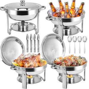 Chafing Dishes for Buffet, 4 Pack 6QT Stainless Steel Chafing Dish Buffet Set with Lids, Food Warmers for Parties Buffet, Buffet Servers and Warmers for Home, Christmas Gatherings, Catering Events