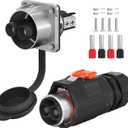 RVMARINEPAT 100 Amp Trolling Motor Plug and Receptacle Set - 6 to 4 AWG Wire Circular Connector - Fast Locking 2 Pin 12V-48V Power Connector - Waterproof for Marine Boat
