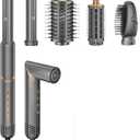 5 in 1 Hair Styler & Air Dryer Wrap Curler, High-Speed Negative Ionic Foldable Hair Tools Fast Drying, Multi Professional Hot Hair Styler for Curling Volumizing Straightening Styling (Grey/Gold)