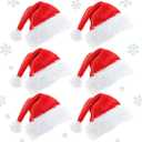Meajore Santa Hat 6 Pack for Adults, Classic Red Fuzzy Christmas Hat with Bell for Xmas Party Holiday Festive Events