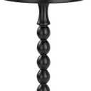 Lampaggio Round Side Table for Small Spaces, Drink Table with Oak Wood Pedestal, Modern End Table Nightstand for Living Room, Bedroom, Office, and Corners, ToolFree Assembly, Black