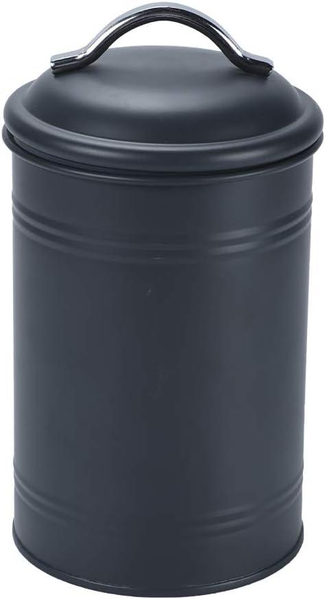 Airtight Kitchen Canister with Lid, Rustic Farmhouse Decor Container for Dry Food Sugar Coffee Tea, Charcoal Gray Metal Countertop Storage Jar (7.87''H x 4.3''Dia.)