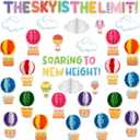 Crtiin 3D Hot Air Balloon Honeycomb Bulletin Board Set for School Classroom Decoration, Balloon Artcraft Cutouts with Honeycomb for Back to School Kindergarten Decor The Sky Is The Limit (Cute)