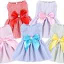 TAPBULL Dog Dresses, Fashionable Pet Dog Clothes, Cute Cat Birthday Dress Outfit (Blue/Red/Pink/Pink-Blue/Yellow-Blue 5-Pack), XX-Large (Vertical Stripes(5pack)
