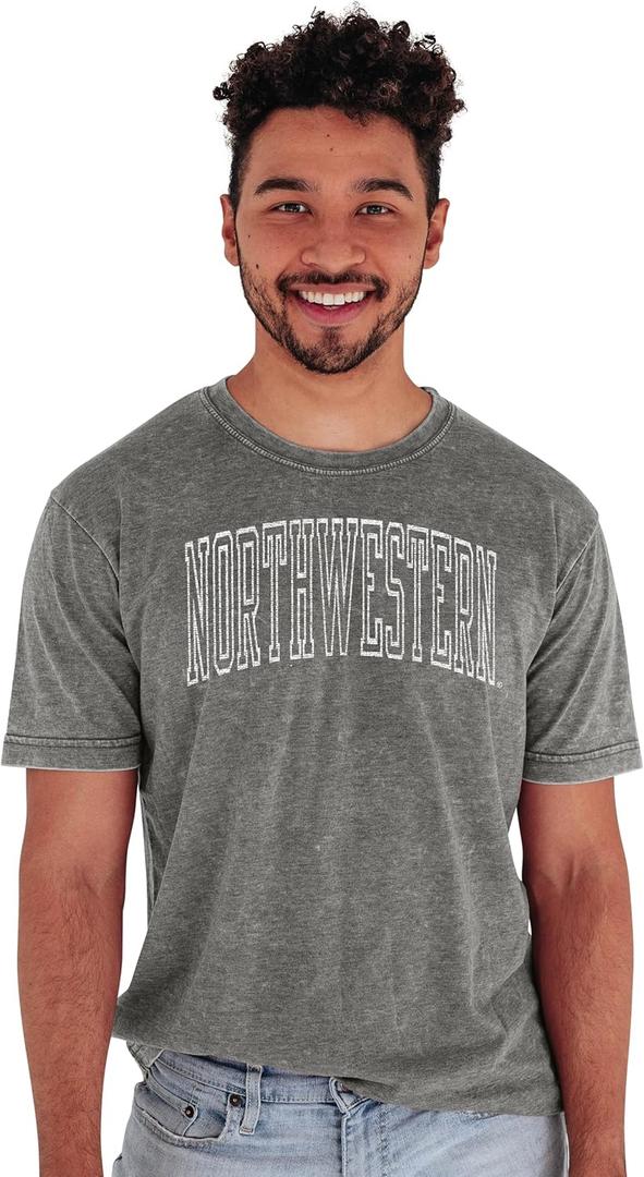 Blue 84 Men's Northwestern Wildcats T Shirt Burnout, Northwestern Wildcats Charcoal, Small