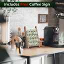 GENMOUS Wood K Cups Holder for Countertop, Farmhouse Coffee Pod Holder with Coffee Bar Decor Sign, Rustic K cup Organizer for Home Kitchen Storage, Station Organizer Accessories Brown