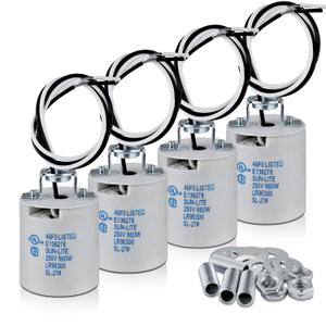 E26 Light Socket,Standard Medimun Screw Bulb Socket Lamp Holder,E26 Porcelain Light Socket with Wire Lead for Halogen Incandescent LED Light Bulb (4-Pack)