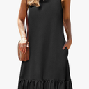 HOTOUCH Women's Summer Dresses Casual Loose Sleeveless Tshirt Sundress Ruffle Hem Tank Dress Beach Dress with Pockets, XXL