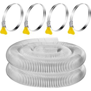 Amylove 4 Inch, 10 ft Heavy PVC Dust Collection Hose, Flexible Clear PVC Fume Hose with Stainless Steel Wire Coil and Clamp, Puncture Resistant Vacuum Fittings Dust Collector Accessories