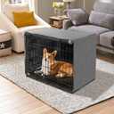 Dog Crate Cover - Kennel Cover Fit for 36 Inch Dog Crate, Double Door Polyester Crate Cover for Wire Dog Crate Indoor Outdoor Protection, Grey (Grey (with window))