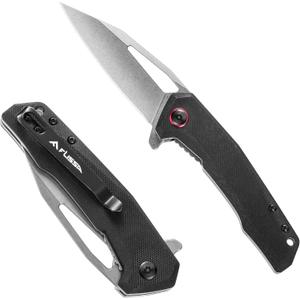 FLISSA Pocket Knife, Folding EDC Knife, 3.25 inch D2 Blade, G10 Handle, Liner Lock, for Outdoors, Hiking, Camping, Black