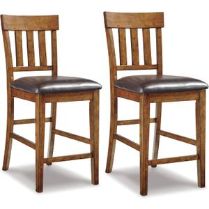 Signature Design by Ashley Ralene Counter Height Bar Stool, Medium Brown (2 Count)