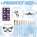 Thenshop 42 Pcs Face Paint Stencils Kits Includes 28 Reusable Facial Painting Stencils with 4 Stickers 10 Painting Brushes Plastic Tattoo Templates for Kids Halloween Party Makeup(Classic Style)