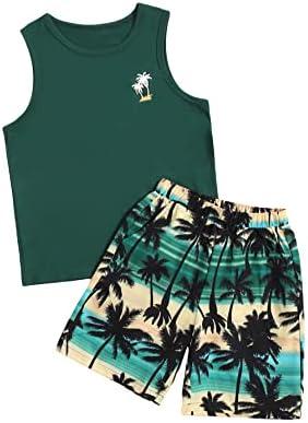 Floerns Boys Boho Sleeveless Tank Top Tropical Print Shorts Set 2 Piece Outfit  8Y