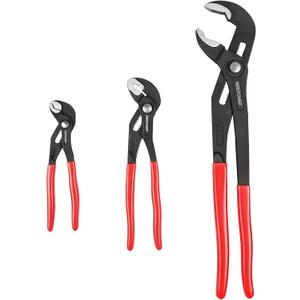 MAXPOWER Water Pump Pliers Set. Plumbing Pliers 3 Pieces Kitbag Set. 7-Inch, 10-Inch and 16-Inch Push Button Quick Adjust Tongue and Groove Pliers Set