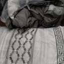 Madison Park Luxury Comforter Set-Traditional Jacquard Design All Season Down Alternative Bedding, Matching Bedskirt, Decorative Pillows, King(104"x92"), Bennett, Geometric Grey, 7 Piece