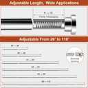 Silver Shower Curtain Rod 26110 Inch, Adjustable Spring Tension Curtain Rod No Drill, Stainless Steel Shower Rod Easy Install, Rustproof Tension Rod for Windows Bathroom Closet Kitchen Room Divider