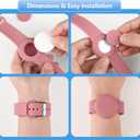 2 x 2 Pack AirTag Bracelet for Kids, Soft Silicone AirTag Wristband for Apple Air Tag, Adjustable Anti Lost Wristband for Toddler Baby, Boys, and Girls, Elders (Milk Tea/Smoke Violet)