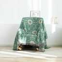 LUTBM Boho Throw Blanket for Bed 100% Cotton Ultra Soft Rustic Quilt Summer Blanket Floral Printed Farmhouse Decor Bed Blankets,80"x90" All Season Rustic Throw for Sofa Couch Chair