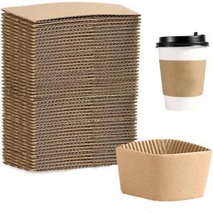 EchoDone 8 Oz Disposable Coffee Cup Sleeves for Hot Drinks Paper Corrugated Cup Jackets 200 Count (Without Cups)