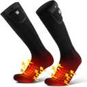 SAVIOR HEAT Heated Socks for Men Women, 150 Fast Heating Electric Ski Socks, 7.4V 2200mAh Rechargeable Battery Powered, Carbon Fiber Toe Warmers for Skiing Hunting Fishing Outdoor Work (Large)