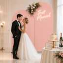 2 Pack Metal Arch Backdrop Stand and Cover Set (6FT / 7.2FT), Backdrop Arch Stand with Pink Arch Backdrop Cover