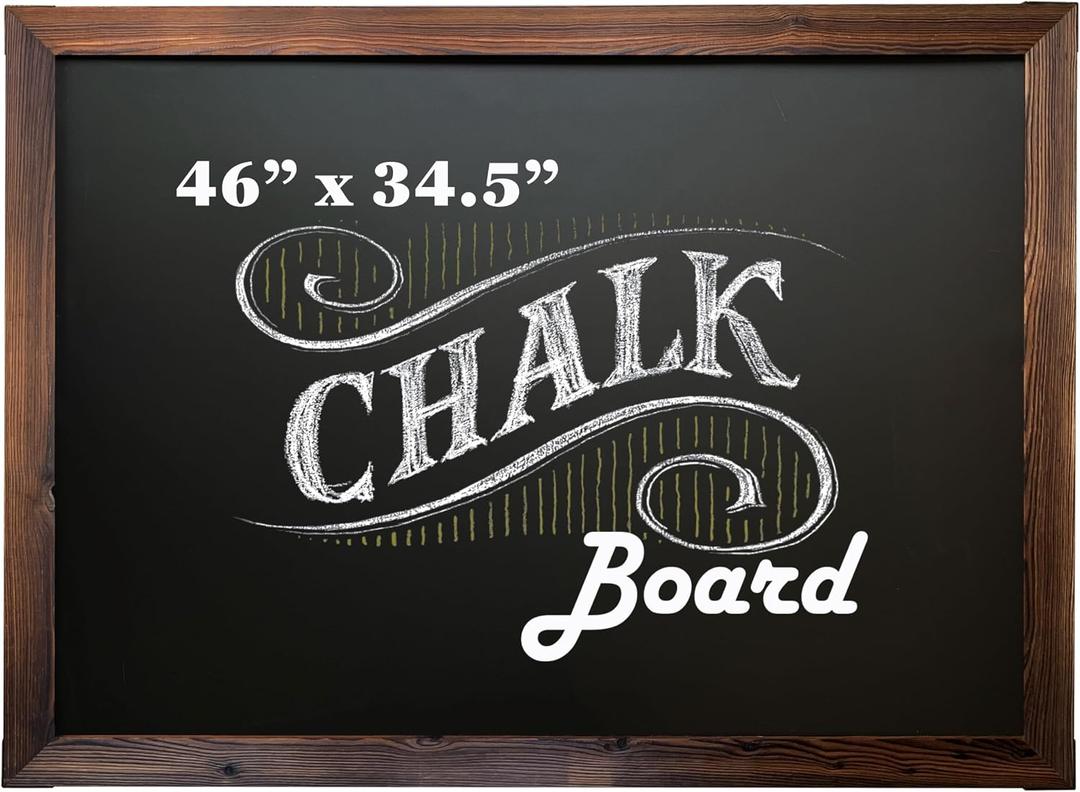 Loddie Doddie Magnetic Chalkboard - 46 in x 34.5 in, Rustic Wood Frame - Menu Board for Kitchen & Magnet Display - Mounting Hardware & Hanging Chalkboard - Meal Planning Chalk Calendar Board for Wall