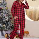 ZMJ Womens Pajamas Sets 2 Piece Long Sleeve and Pant Pj Sets Button Up Sleepwear (Medium, Christmas Red and Black Plaid)