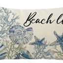 Spring Summer Beach Life Lumbar Decorative Throw Pillow Cover 12 x 20, Rectangular Coastal Sea Conch Starfish Coral Outdoor Home Decor, Ocean Nautical Seasonal Couch Cushion Case