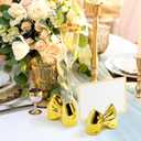 Leinuosen 24 Pcs Golden Bow Centerpieces Place Card Holder Bowknot Shaped Table Number Holder Coquette Name Place Photo Picture Stand for Office Menu Events Wedding Party