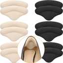 6 Pairs Heel Cushions Inserts for Loose Shoes, Heel Pads Grips Liner Snugs, Filler Improved Shoe Fit and Comfort, Prevent Too Big Shoes from Slipping,Heel Pains frictions and Blisters (Black & Beige)
