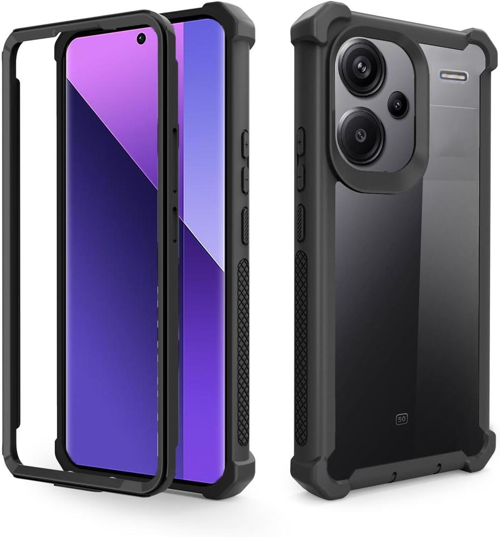 Asuwish Phone Case for Xiaomi Redmi Note 13 Pro Plus 5G Cover Rugged Shockproof Hard Drop Proof Full Body Protective Heavy Duty Hybrid Dual Layer Cell Accessories 13Pro+ 13Pro Pro+ Women Men Black