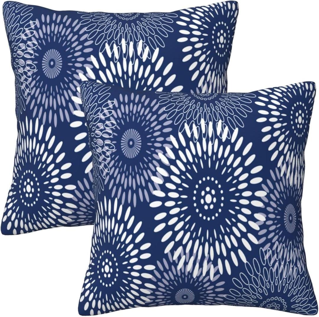 Boho Pillow Covers 16x16 Set of 2Decorative Home Outdoor Boho Pillow Case for Couch Bed Car, Bule
