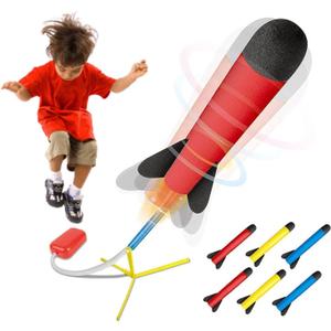 Play22 Toy Rocket Launcher for Kids Shoots Up to 100+ Feet - Play Launch Rocket Includes 6 Foam Rockets, 3 Colors - Best Birthday Gift for Boys and Girls Fun Outdoor Toys for Kids Age 3+ Years