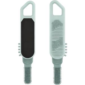 Dry or Wet Foot Callus Remover - Dual-Sided Pedicure Tool with Hidden Brush & Non-Slip Grip for Home Salon Use (Green)
