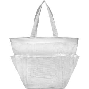 Portable Mesh Shower, Foldable Shower Bag with 8 Pockets for Bath and Travel 