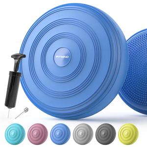 Inflated Wobble Cushion,Circular Non-slip Texture for Comfortable Sitting,Extra Thick Dyna Disc with Pump for Core Strength,Wiggle Seat to Improve Posture,Fitness,660lb Load Capacity (Blue)