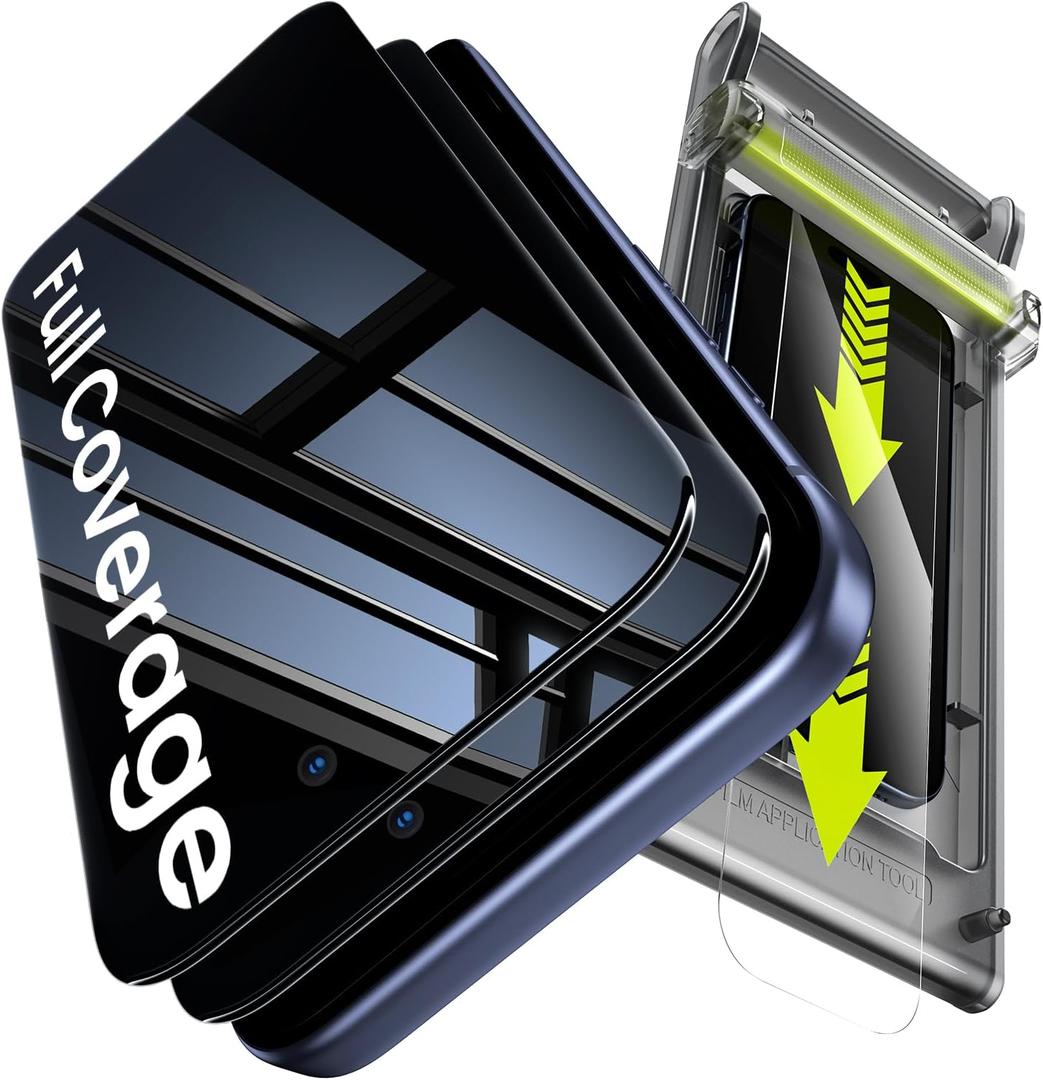 WSKEN Privacy Screen Protector for iPhone 17 Pro Max - Full Coverage Tempered Glass, 24 Anti Spy Private Screen, Auto Alignment Installation Tool, Full Edge Case Friendly Protector