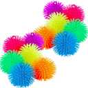 Kicko Puffer Balls - Assorted Colors, Spiky Balls for Kids, Sensory Game, Stress Relief - 5.5'' - 6 Pack